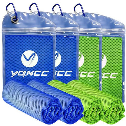 4 Pack Cooling Towels, Instant Cooling Neck Wraps, Ice Towel | 40" x 12" Soft Breathable Microfiber Chilly Towel for Face & Neck, Ideal for Gym, Yoga, Golf, Running, Camping & Hot Weather - color: 2 Dark Blue, 2 Green