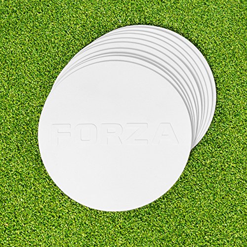 FORZA Flat Disc Markers | Brightly Colored Training Markers for Soccer & Outdoor Play – Available in Mini (Set of 20) or Standard (Set of 10) - color: White, style: Standard (7in)