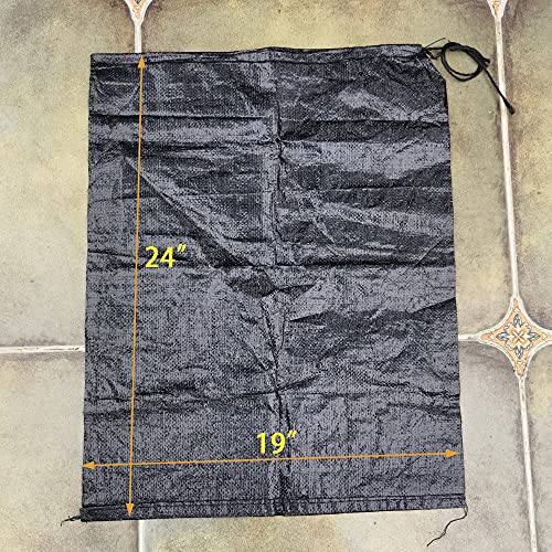 Black Empty 19" x 24" Woven PE UV Protection Sandbags (5)