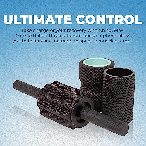 Chirp 3-in-1 Muscle Roller - Customizable Recovery Massager for Targeted Deep Tissue Massage, Pressure Point Relief for Back and Legs, Durable Foam Roller Supports up to 500 lbs, 4 x 4 x 24 inches - style: 3-in-1 Muscle Roller
