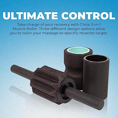 Chirp 3-in-1 Muscle Roller - Customizable Recovery Massager for Targeted Deep Tissue Massage, Pressure Point Relief for Back and Legs, Durable Foam Roller Supports up to 500 lbs, 4 x 4 x 24 inches - style: 3-in-1 Muscle Roller