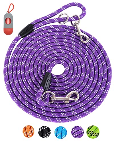 Long Dog Leash for Training - 10FT/16FT/30FT/50FT/100FT, Reflective Check Cord, Heavy Duty for Large, Medium, Small Dogs - Walking, Playing, Camping, Yard - color: Purple, size: 16FT* 1/3inch