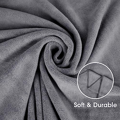 JML Microfiber Bath Towel 2 Pack(30" x 60"), Oversized Thick Towels, Soft, Super Absorbent and Fast Drying, No Fading Multipurpose Use for Sports, Travel, Fitness, Yoga, 30 in 60 in, Grey Count