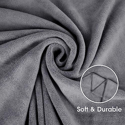 JML Microfiber Bath Towel 2 Pack(30" x 60"), Oversized Thick Towels, Soft, Super Absorbent and Fast Drying, No Fading Multipurpose Use for Sports, Travel, Fitness, Yoga, 30 in 60 in, Grey Count