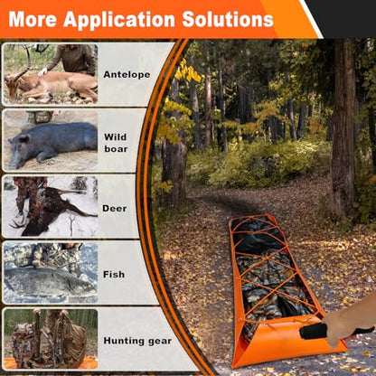 Heavy Duty Drag Sled Mat-Thickened Tear-Resistant HDPE with Pull Cables, Portable Yard, Hunting & Construction Hauler - style: 73"x22.8" Deer Drag Sleds to 800 lbs
