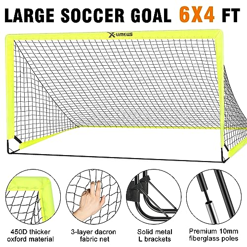 Kids Soccer Goals for Backyard Set of 2, 4 x 3 ft/6 x 4 Toddler Soccer Goal Training Equipment with Soccer Ball, Cones, Pop Up Soccer Net for Kids Age 3-5 4-6 6-8 8-12 10-12 Outdoor Games Sports Gifts