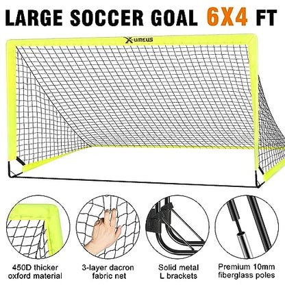 Kids Soccer Goals for Backyard Set of 2, 4 x 3 ft/6 x 4 Toddler Soccer Goal Training Equipment with Soccer Ball, Cones, Pop Up Soccer Net for Kids Age 3-5 4-6 6-8 8-12 10-12 Outdoor Games Sports Gifts