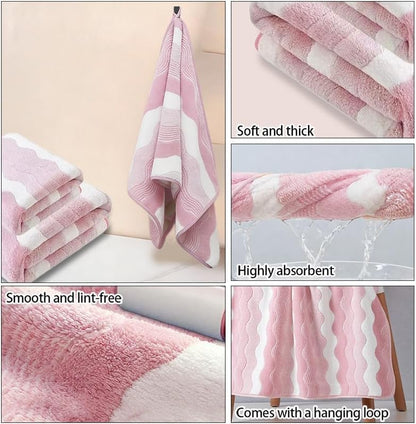 Microfiber Bath Towel 35x70in - Ultra Soft Quick Dry, Lightweight for Gym, Spa, Travel | Hotel Grade & Multi-Use| Single Pack - color: Pink and White Stripe, size: 35*70 Inches
