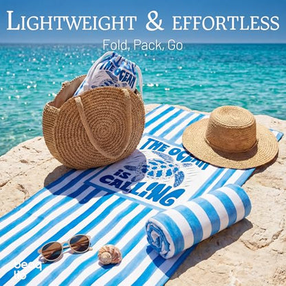Microfiber Beach Towel Oversized w/Travel Bag, 71 * 36'' Double Print 2-in-1 Quick Dry XL Beach Towels for Cruise Pool Yoga Gym Vacation Gift, Lightweight Absorbent Sandproof Large Bath Towel