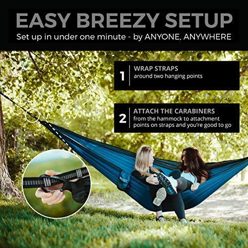 Bear Butt Kodiak Hammock Straps for Trees - 20 Feet Long, 40 Combined Loops - Holds 1000 Pounds - Camping Accessories With Carabiner - color: Grey