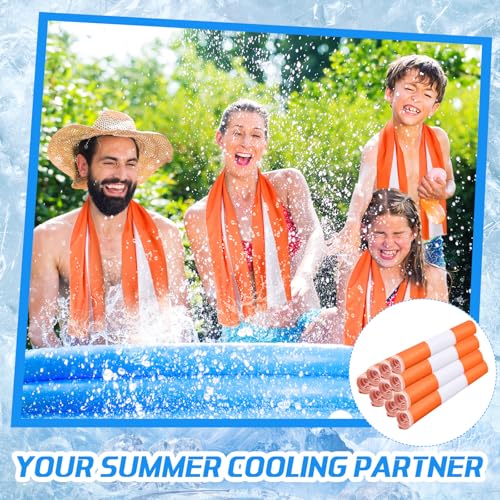 20 Pieces Cooling Towels Bulk for Neck and Face 40 x 12 Inch Double Layer Microfiber Soft Breathable Chilly Orange Cold Towels for Gym Yoga Camping Running Workout Travel Sports