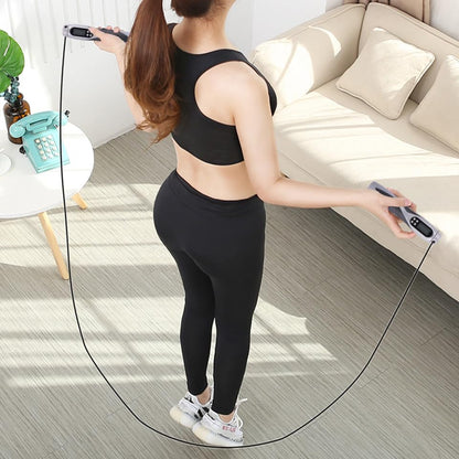 Electronic Counting Jump Rope Weighted Steel Wire Fitness Skipping Rope for Workout Training with Digital Counter Black, Suitable for Gym