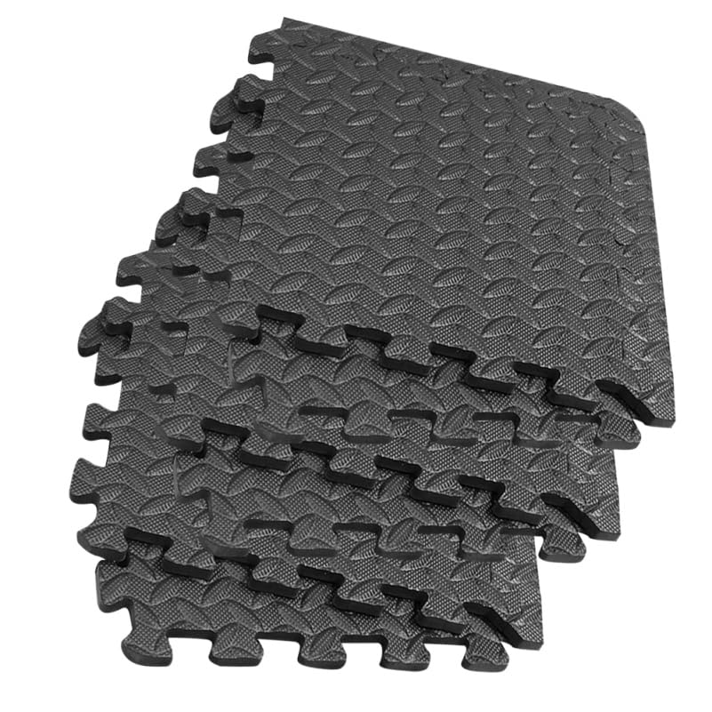 ibasenice Leaf Grain Interlocking Floor Mats 6-Pack Eva Foam Exercise Mats with 12 Edging Strips 11.81 X 11.81 X 0.47 in Cushioned Gym Mat Flooring for Yoga Dance Home Bathroom
