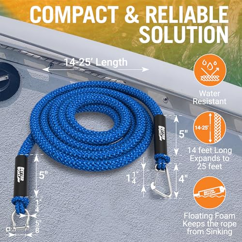 Bungee Anchor Rope, Elastic Snubber Anchor Line, 14 ft to 25 ft Stretch, Blue, for Boats and Anchors - size: 14FT - 25FT, style: Blue