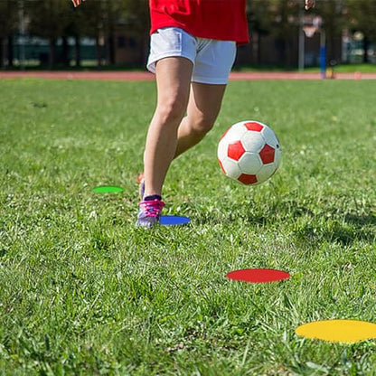 9 Inch Non Slip Rubber Agility Markers,Flat Field Cones Floor Dots for Soccer Basketball Sports Speed Agility Training and Drills(6Pcs,with Net Bag)