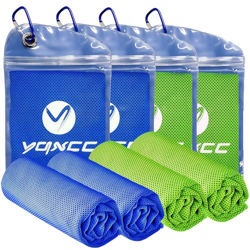 4 Pack Cooling Towels (40"x12"), Ice Cool Neck Towel, Soft Breathable Microfiber for Gym, Yoga, Golf, Running, Camping & All Hot Weather Activities - color: 2 Dark Blue/ 2 Green