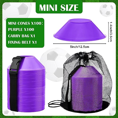 Hanaive Mini Soccer Cones for Agility Drills, 5 Inch - color: Purple