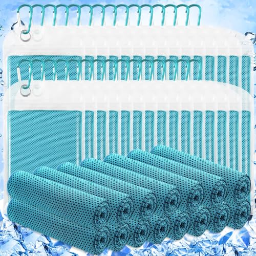 30 Pack Cooling Towels 40"x12" Cooling Neck Wraps Soft Breathable Chilly Towel Ice Towels Microfiber Workout Towel for Yoga Sport Running Workout Gym Camping Fitness Activities(Aqua) - color: Aqua