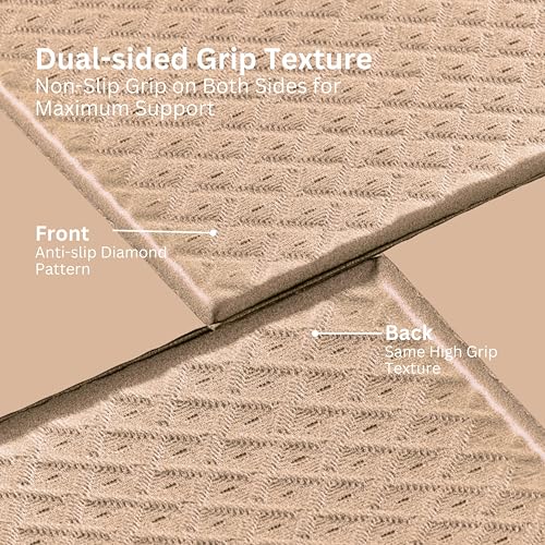 Foldable Yoga Mat, 72" x 24", 6mm Thick, Lightweight & Non-Slip - color: Khaki
