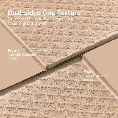 Foldable Yoga Mat, 72" x 24", 6mm Thick, Lightweight & Non-Slip - color: Khaki