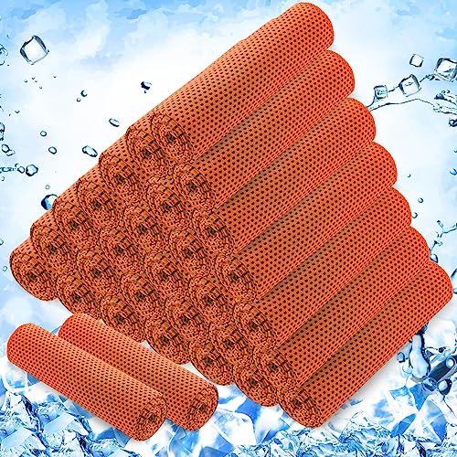 30 Pack Cooling Towels, 40"x12" Ice Breathable Soft Chilly Sweat Rag Microfiber Workout Rags for Gym Cooling Towels for Neck and Face for Yoga Golf Sport Running - color: Orange