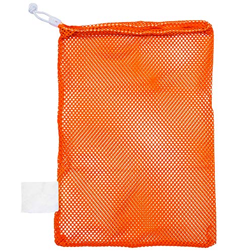 Champion Sports Mesh Equipment Bag – Heavy-Duty Nylon Drawstring Bag with Lock & ID Tag, Breathable Storage Sack for Balls, Swim Gear, Laundry & Toys, Multiple Sizes & Colors - color: Orange, size: 12" x 18"