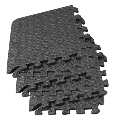ibasenice Leaf Grain Interlocking Floor Mats 6-Pack Eva Foam Exercise Mats with 12 Edging Strips 11.81 X 11.81 X 0.47 in Cushioned Gym Mat Flooring for Yoga Dance Home Bathroom