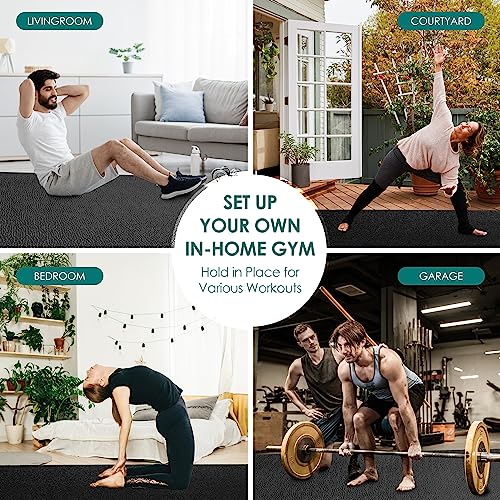 Large Exercise Mat, 8' x 6'/8' x 4'/6' x 4' Extra Durable Workout Mats for Home Gym Flooring, High-Density Gym Mats Cardio Mat for Jump Rope, MMA, Stretch, HIIT, Shoe-Friendly, Non-Slip, Non-Toxic