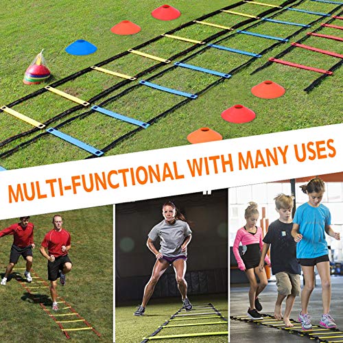 Speed Agility Train Kit, 19 pies de plana Speed Agility Training Set, 10pcs Disc Conos Speed Training Ladder, Speed Agility Training Set Agility Ladder(naranja)
