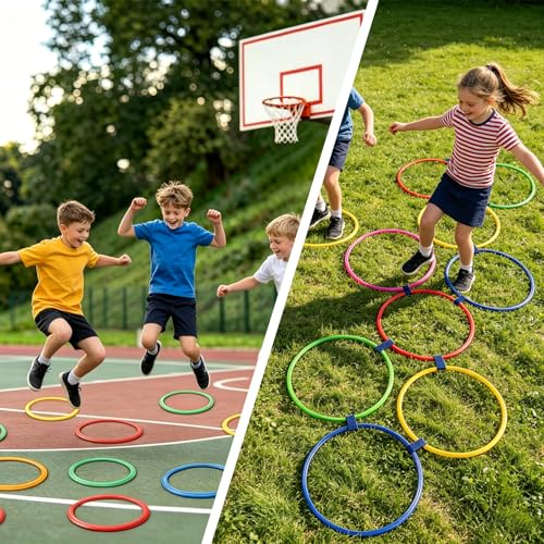 40 Pcs Speed and Agility Training Equipment, 16.5 Inch Hopscotch Rings, Footwork Hoops for Sports