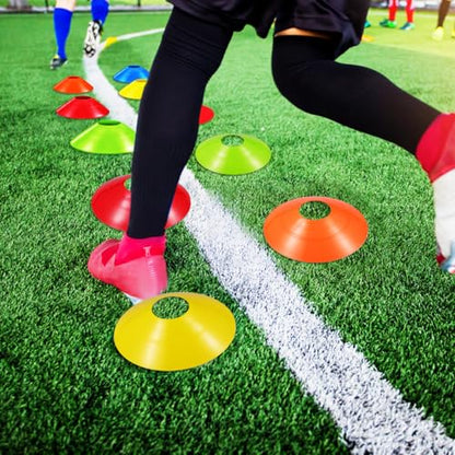 Toyvian Soccer Disc Cones for Training - 30 Multi-Color Agility Practice Cones with Mesh Bag 7.40 Inch Durable Pe Cones for Football Basketball Sports Drills