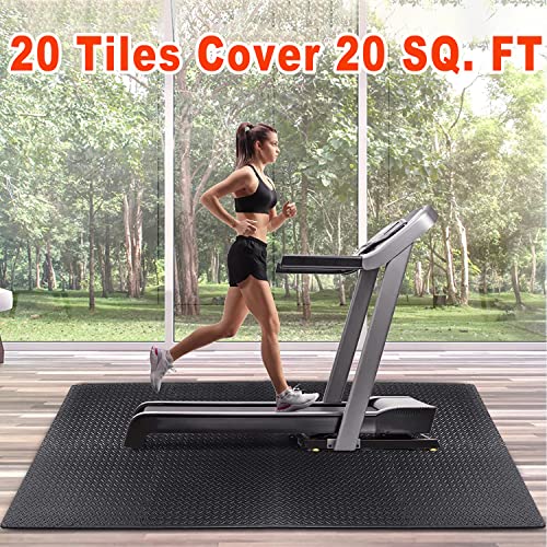 20 pcs Gym Mats Set - EVA Foam Puzzle Floor Mats, High-Density Interlocking Foam Floor Tiles Home Workout Exercise Mats for Play-Room Garage Pool Treadmill Garage Kitchen Flooring