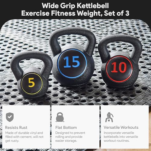 BalanceFrom Kettlebell Sets 30lbs, 45lbs, 50lbs, 75lbs 3 or 4 Piece Strength Training Kettlebells Weight Set, Multiple Sizes - style: 30 lbs Set