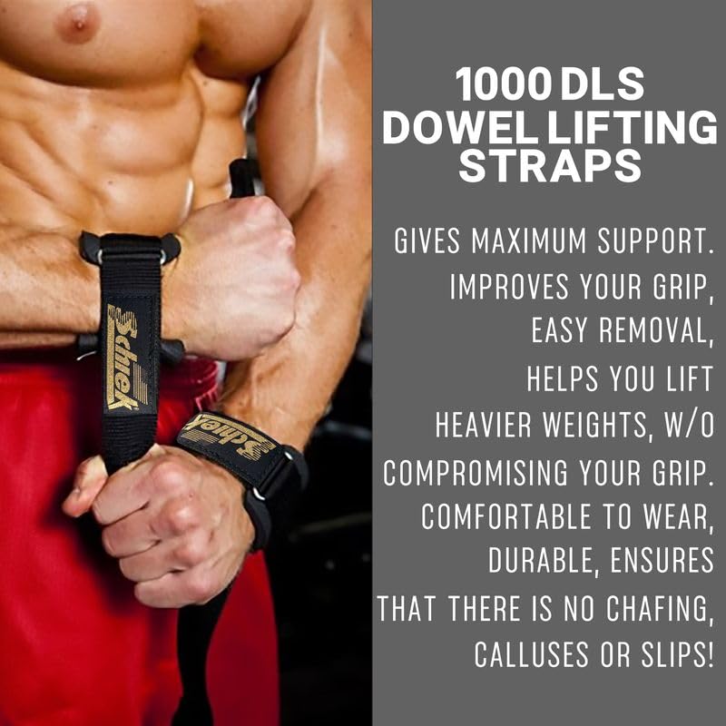 Schiek Sports Model 1000-DLS Deluxe Dowel Lifting Straps - color: Gold