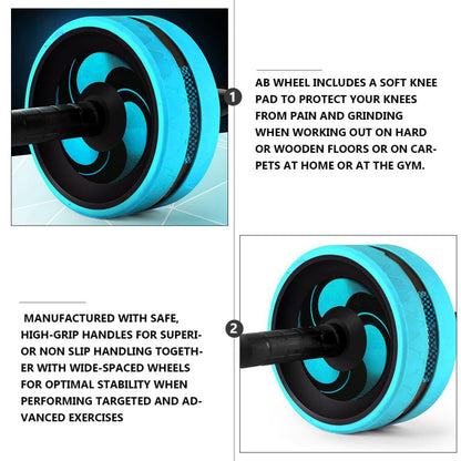 ABOOFAN Mute Ab Roller Wheel with Knee Pad and Jump Rope Non-slip Handles for Comfortable Grip Silent Core Strength Trainer for Women and Beginners Blue and Black Fitness Equipment for