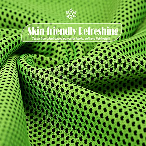 10 Pack Cooling Towels Bulk Microfiber Ice Towel Quick Dry Breathable Chilly Sweat Towel Stay Cool Towel for Neck Face Yoga Gym Workout Running Pilates Beach with Carabin Bag, 40x12'', Green - color: Green