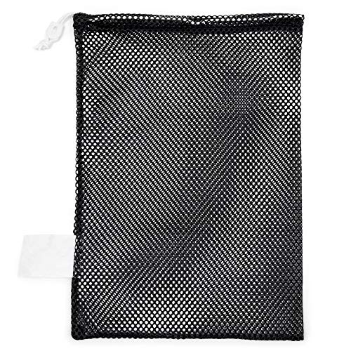 Champion Sports Mesh Equipment Bag – Heavy-Duty Nylon Drawstring Bag with Lock & ID Tag, Breathable Storage Sack for Balls, Swim Gear, Laundry & Toys, Multiple Sizes & Colors - color: Black, size: 12" x 18"
