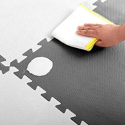 16 Tiles Interlocking Foam Mat Floor Tiles, 12" x 12" EVA Foam Puzzle Mat with Borders, 0.4" Thick Soft Protective Exercise Padding Mats for Fitness, Play, Gym, Black and Cream White