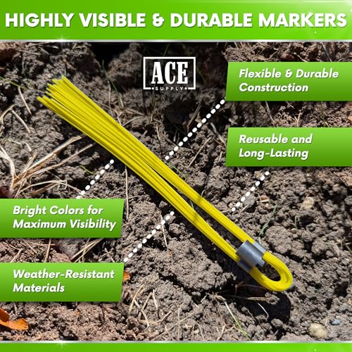 Yellow Marking Whiskers - 25 Pack - Durable Marking Whisker Set - Use Survey Whiskers As Survey Stakes, Construction Markers, Or Trail Markers