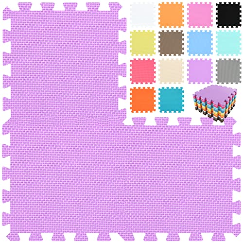 qqpp EVA Rubber 18 Tiles Interlocking Puzzle Foam Floor Mats - Baby Play Mat for Playing | Exercise Mat for Home Workout. Purple. QC-Kb18N - color: Purple, size: 18 Tiles
