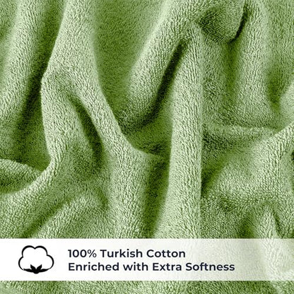NUKURA 12” x 40” Gym Sweat Towel, 450 GSM, 100% Cotton, High Absorbency, Extra Soft & Quick Dry Workout, Yoga, Fitness, Pickleball, Running Neck Towel – Sage Green