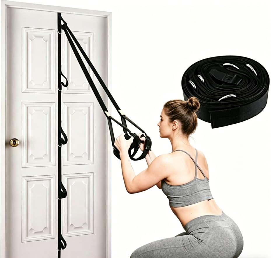 Black Door Anchor Band Strap for Resistance Bands Exercises - Strap ONLY (Resistance Bands & Handles NOT Included), Multi-Point Anchor Gym Attachment for Home Fitness, Easy to Install & Durable