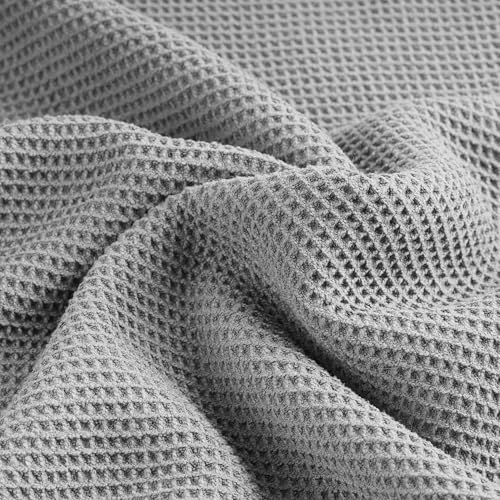 POLYTE 380 GSM Poly Blend Microfiber Quick Dry Waffle Bath Towel, 30x60 in - color: Light Gray
