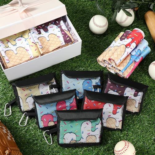 12 Pcs Cooling Towel with Mesh Storage Bag and D Ring Hook, 40" x 12" Soft Breathable Chilly Microfiber Sport Towels for Yoga Running Gym Workout Sport Party Favors Team Gift(Ice Cream Drip) - style: Ice Cream Drip