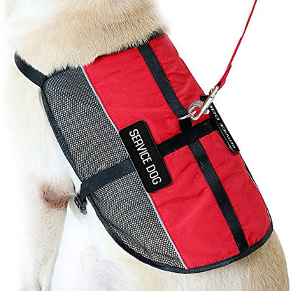 PLUTUS PET Service Dog Vest with 2 Removable Patches, Light Weight and Breathable Mesh Service Animal Harness,Perfect for Summer and Hot Days,Red,S,Girth 18.7-22.8" - size: S( 18.7-22.8" Girth)