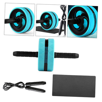 ABOOFAN Mute Ab Roller Wheel with Knee Pad and Jump Rope Non-slip Handles for Comfortable Grip Silent Core Strength Trainer for Women and Beginners Blue and Black Fitness Equipment for