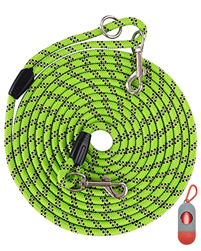 Heavy Duty Dog Leash for Large, Medium, Small Dogs - 10FT/16FT/30FT/50FT/100FT, Reflective Threads for Night Walking, Playing, Camping, or Yard - color: Green, size: 10FT* 3/8 inch