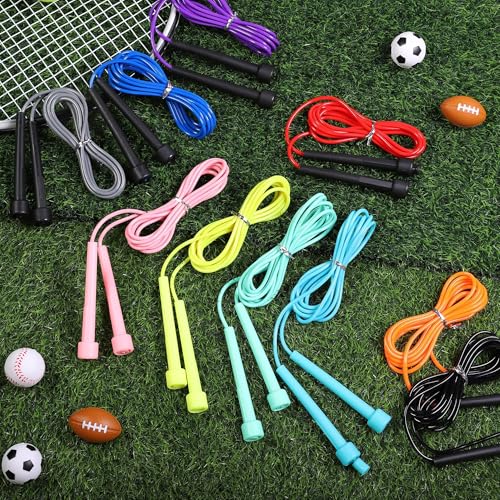 Aodaer PVC Skipping Rope Adjustable Jump Rope for Kids Multicolor Jump Rope Bulk with Plastic Handles Lightweight for Outdoor Fitness Exercise and Weight Loss, Training and Racing