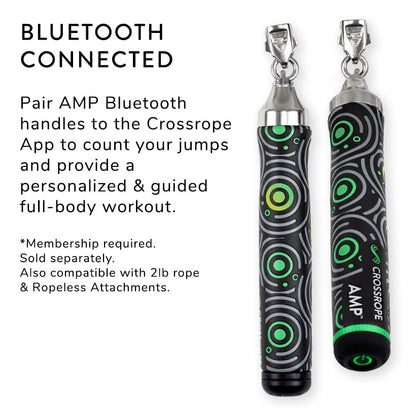 Crossrope AMP Smart Jump Rope Handles - Bluetooth- Connected Handle - Compatible with Crossrope Jump Ropes - Fitness Training for High Calorie Burn and Cardio - Membership Required
