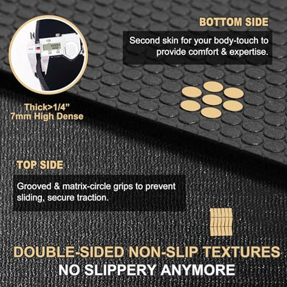 GXMMAT Extra Large Exercise Mat 16'x6'/12'x6'/10'x6'/8'x6'(7mm) - color: Black Real, size: 6*12 FT